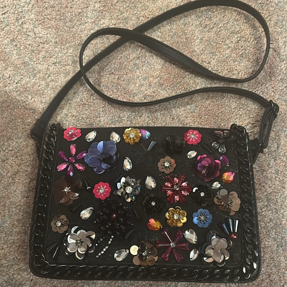 Aldo Sequin Embellishment Shoulder messenger Crossbody Black Handbag